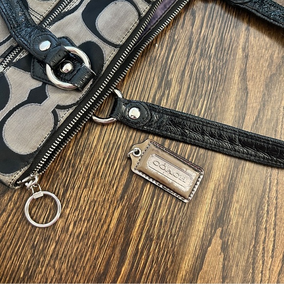 Vintage Coach Poppy Black and Grey Signature Tote Bag Y2K - Picture 7 of 9